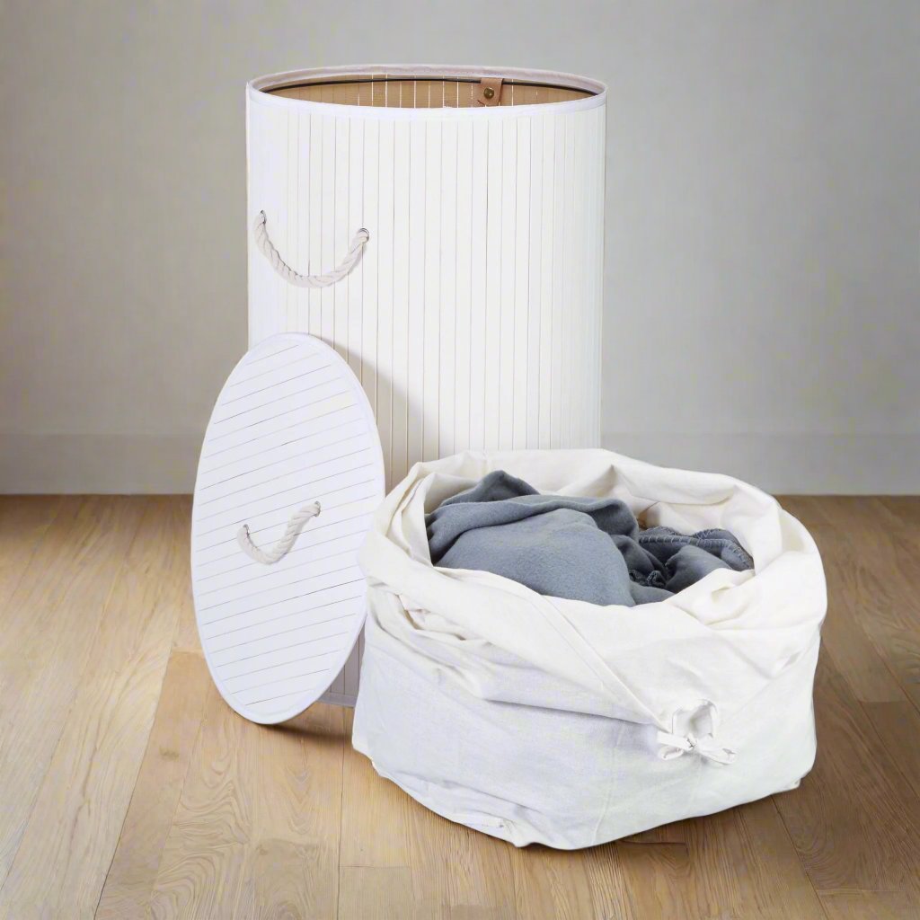 Panier de rangement - BambooLaundryBasket™ - Blanc - Petit Rangement